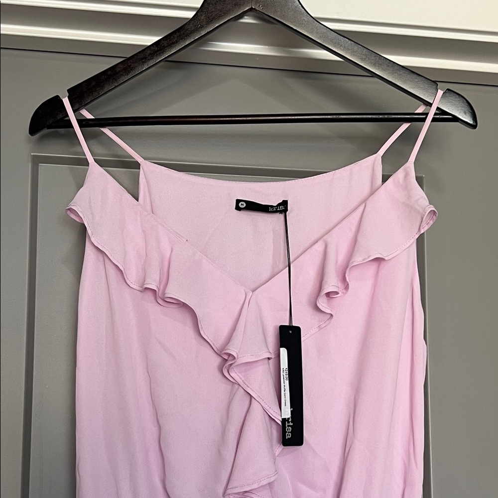 krisa Lavender Ruffle Cami Dress Size Medium NWT Retail $249